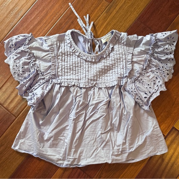 CROSBY by Mollie Burch Tops - CROSBY by Mollie Burch Lavender Eyelet Ruffle Blouse